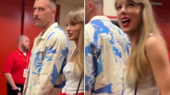 Taylor Swift and Travis Kelce seen for first time together leaving the NFL game arm-in-arm