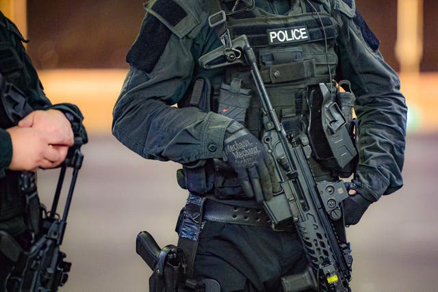 Members of Devon and Cornwall Police firearms team on the firing range at the force headquarters in Exeter (Ben Birchall/PA)