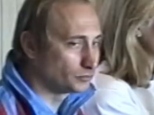 The Russian president is seen eating during a trip to Finland in the early 90s
