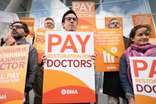 The first-ever joint strike by consultants and junior doctors took place last week, with three further days of walkouts planned for early October (Stefan Rousseau/PA)