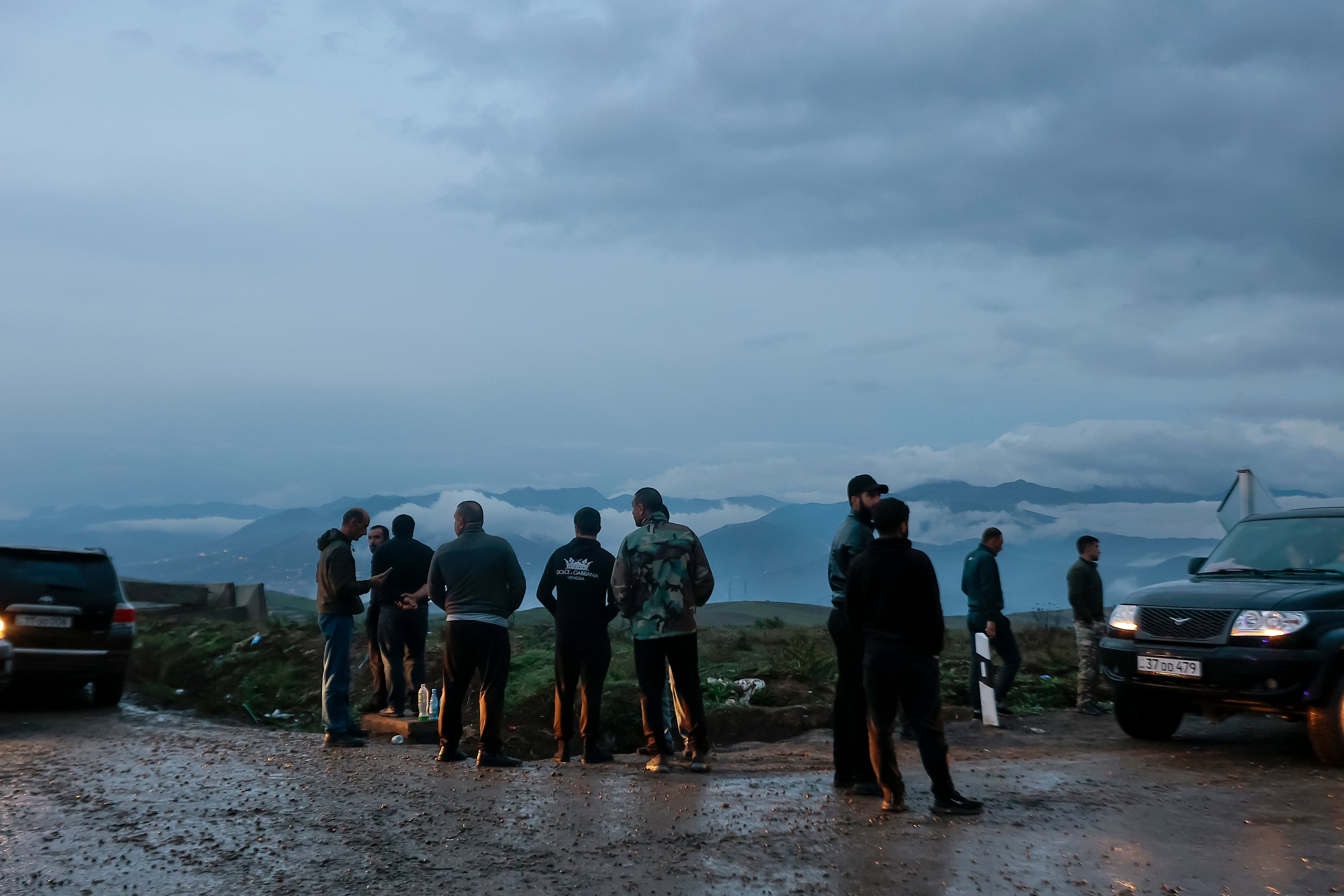 Ethnic Armenians from Nagorno-Karabakh on their way to Kornidzor