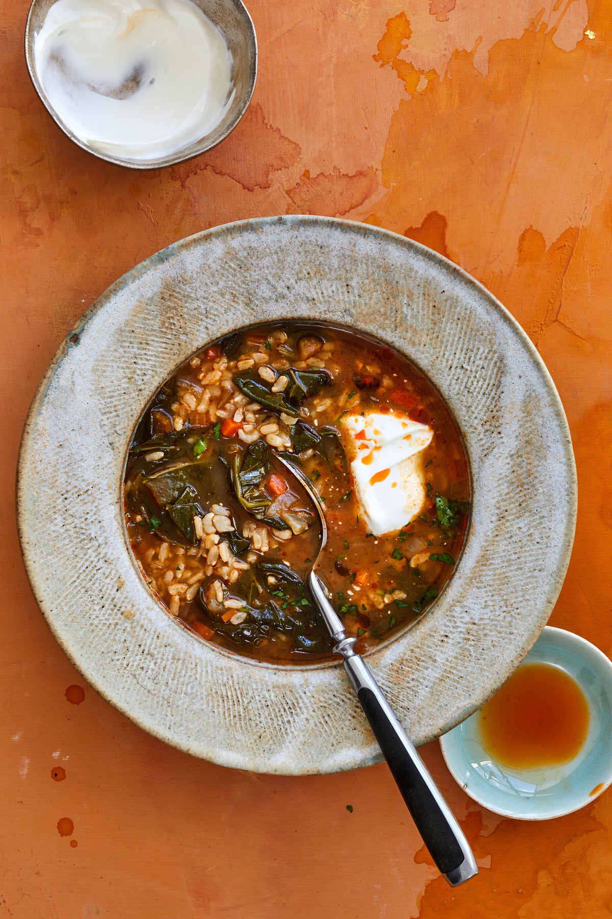 JJ Johnson's recipe for Collard Greens and Rice Soup