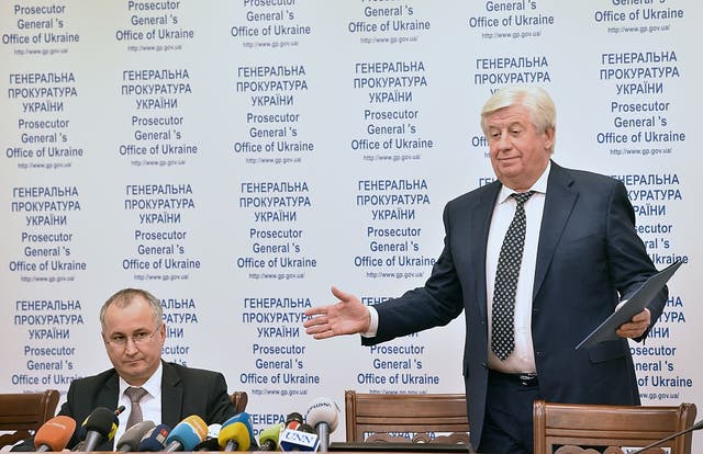 <p>Former prosecutor Victor Shokin is pictured at a press conference in 2015</p>