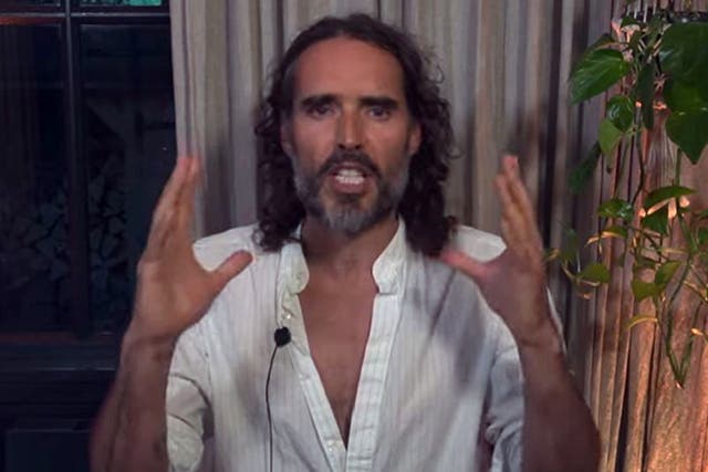 <p>Russell Brand calls on followers to support his Rumble channel </p>