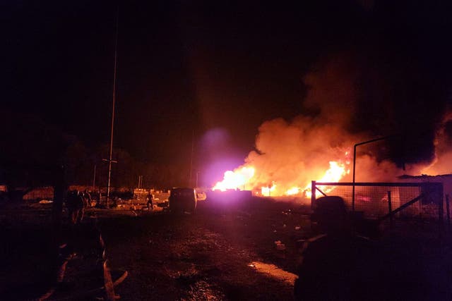 <p>Explosion in a gasoline warehouse near the Stepanakert-Askera highway in Berkadzor, Nagorno-Karabakh</p>