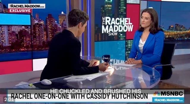 <p>Cassidy Hutchinson scoffs at Matt Gaetz’s claims the pair once dated</p>