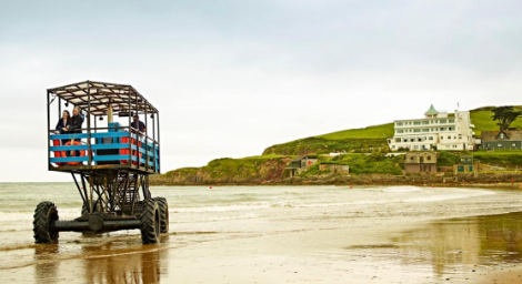 Twice a day, the causeway to this private island gets cut off by the tide, and the only way out is by sea tractor