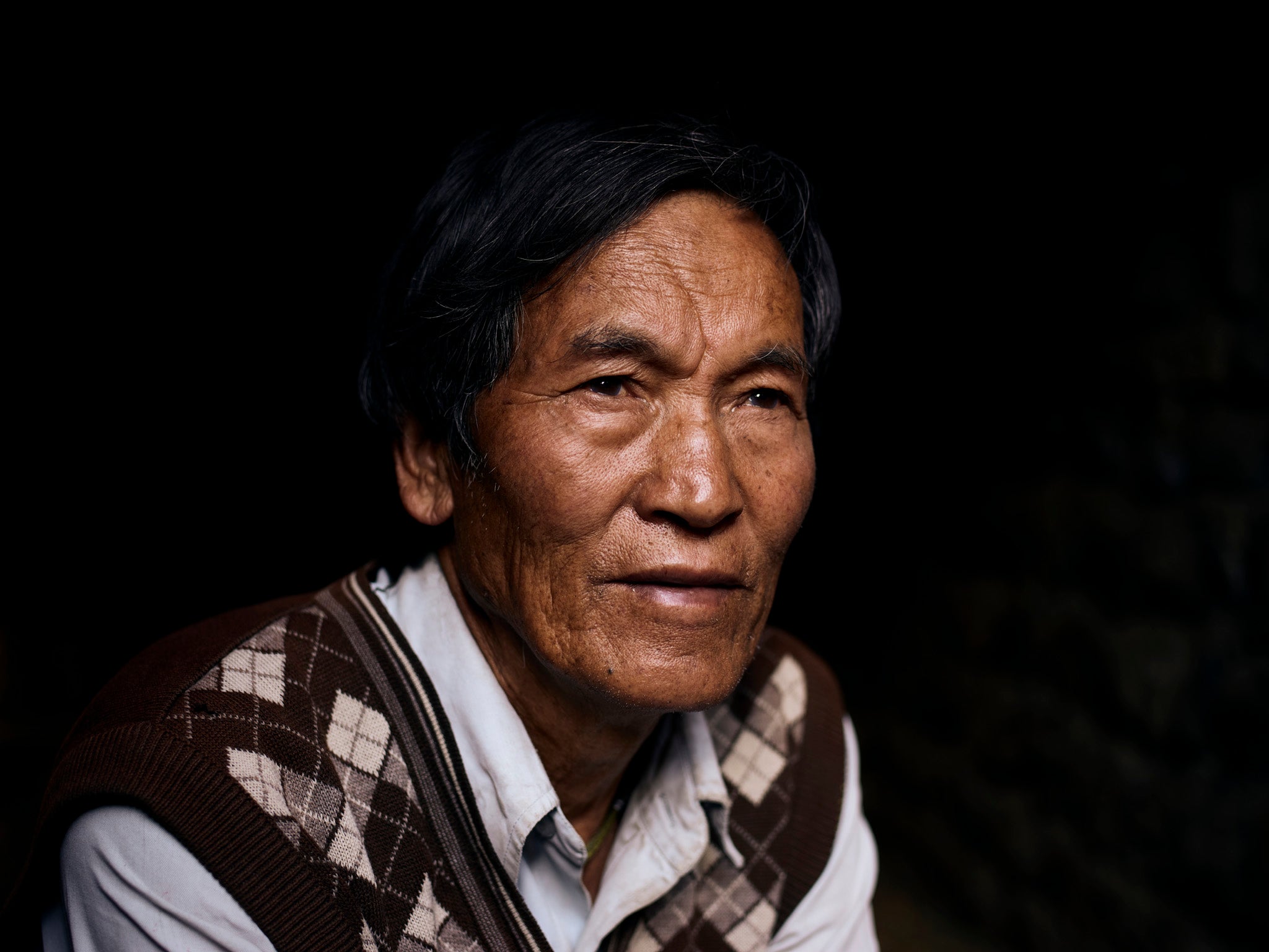 Aange Gurung, 77, says: ‘We do not understand the terminology “climate change”. Here we observe changes over time. We read the land and the sky’