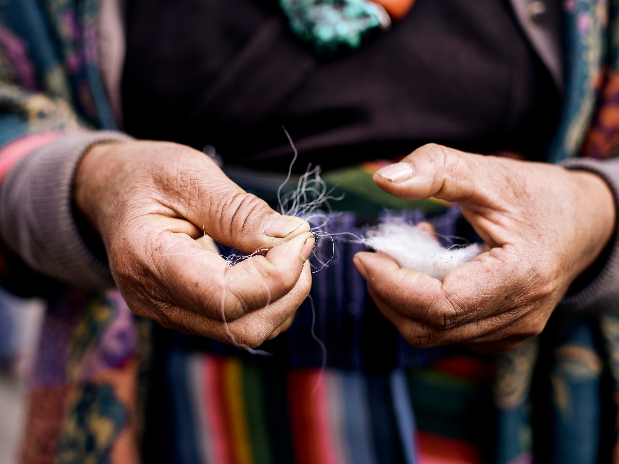 Dehairing the cashmere harvest involves removing all the longer coarser guard hairs in the fibre – a process that must be carried out by hand