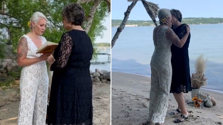 <p>Woman marries her favourite schoolteacher despite 25-year age gap.</p>