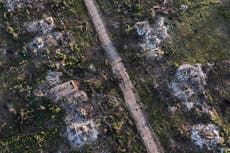 Destruction in Ukraine’s eastern village of Klishchiivka captured in aerial footage