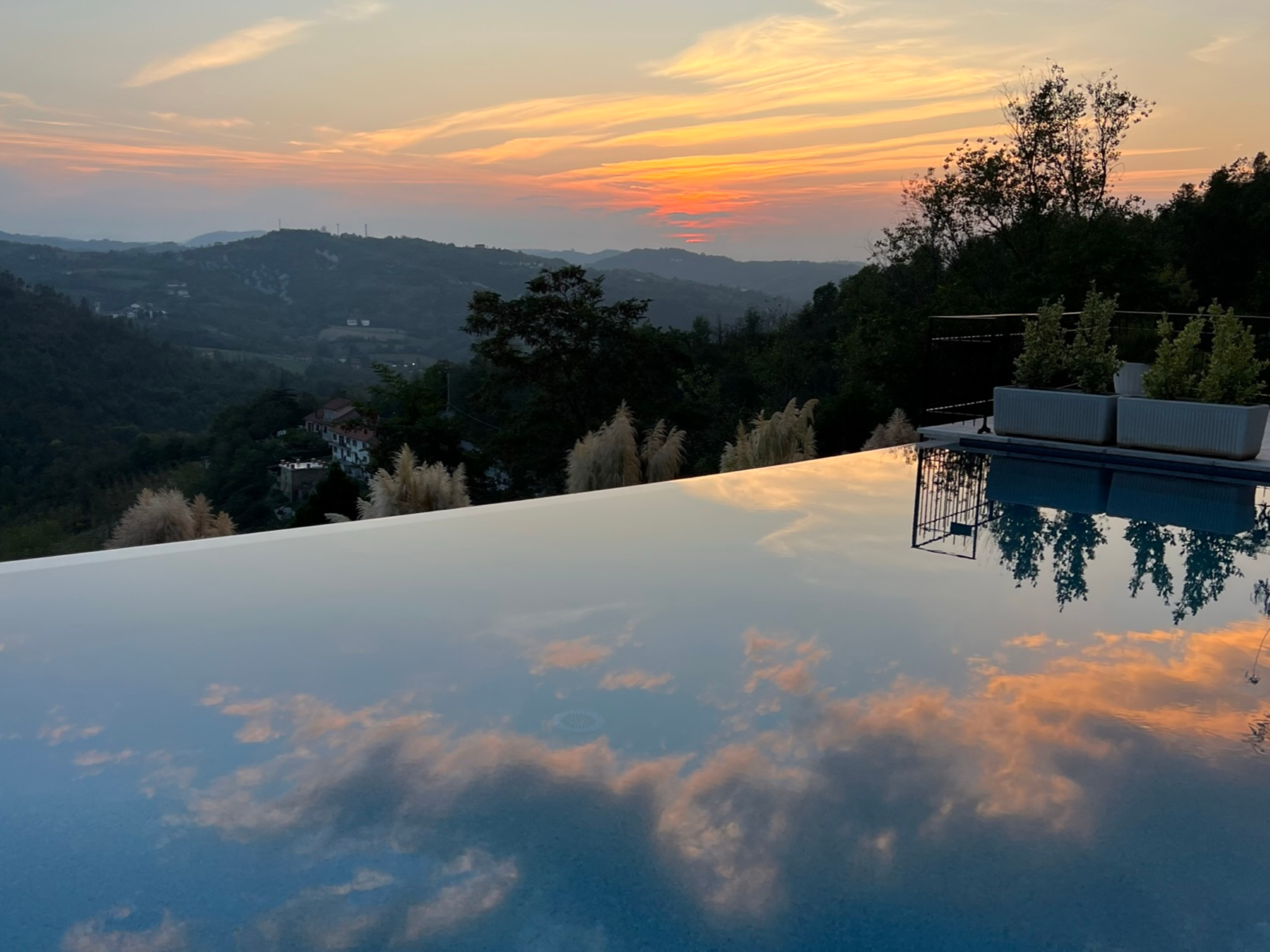 Relax in an infinity pool overlooking vineyards