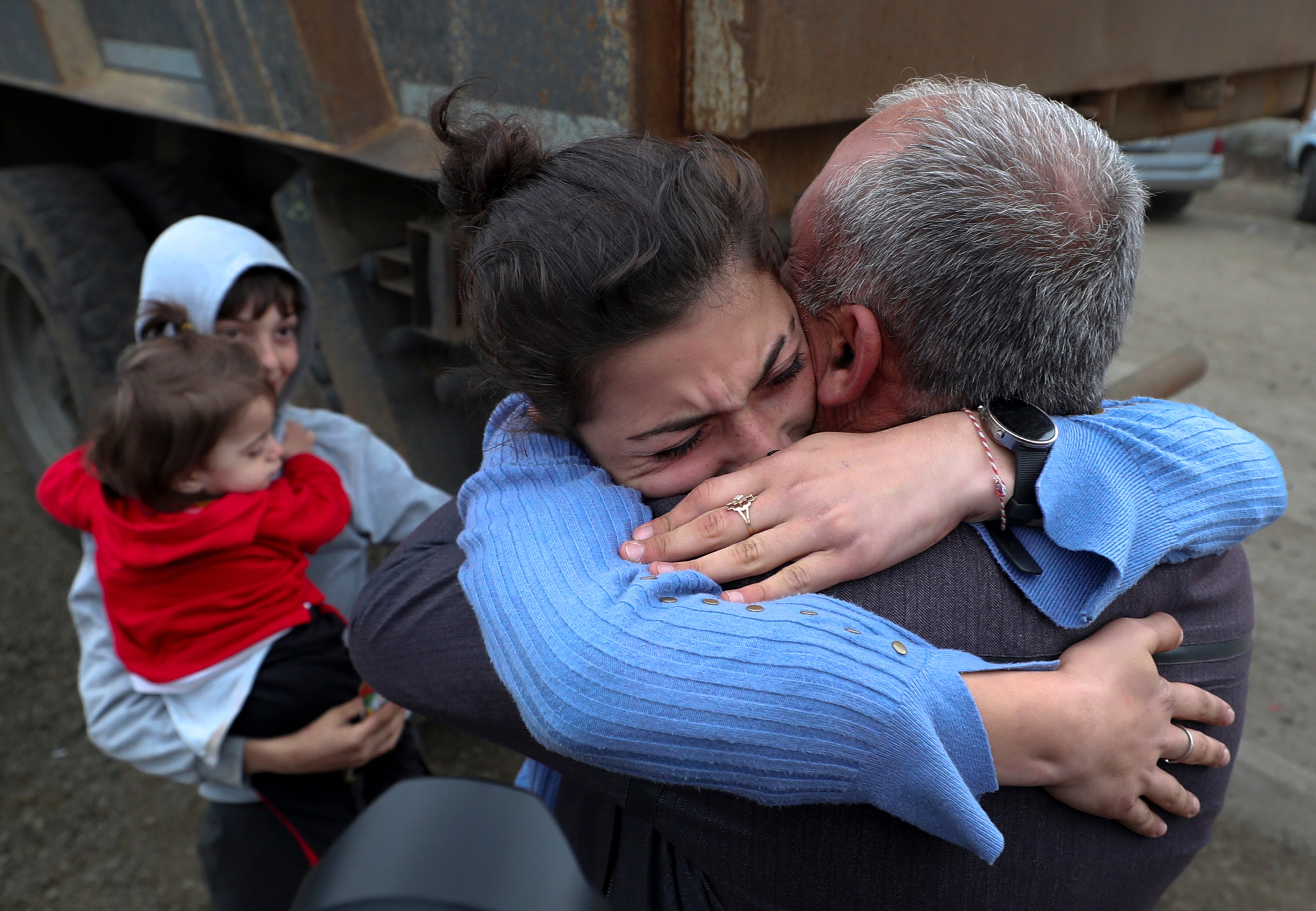 Ethnic Armenians from Nagorno-Karabakh arrive in Kornidzor in Armenia