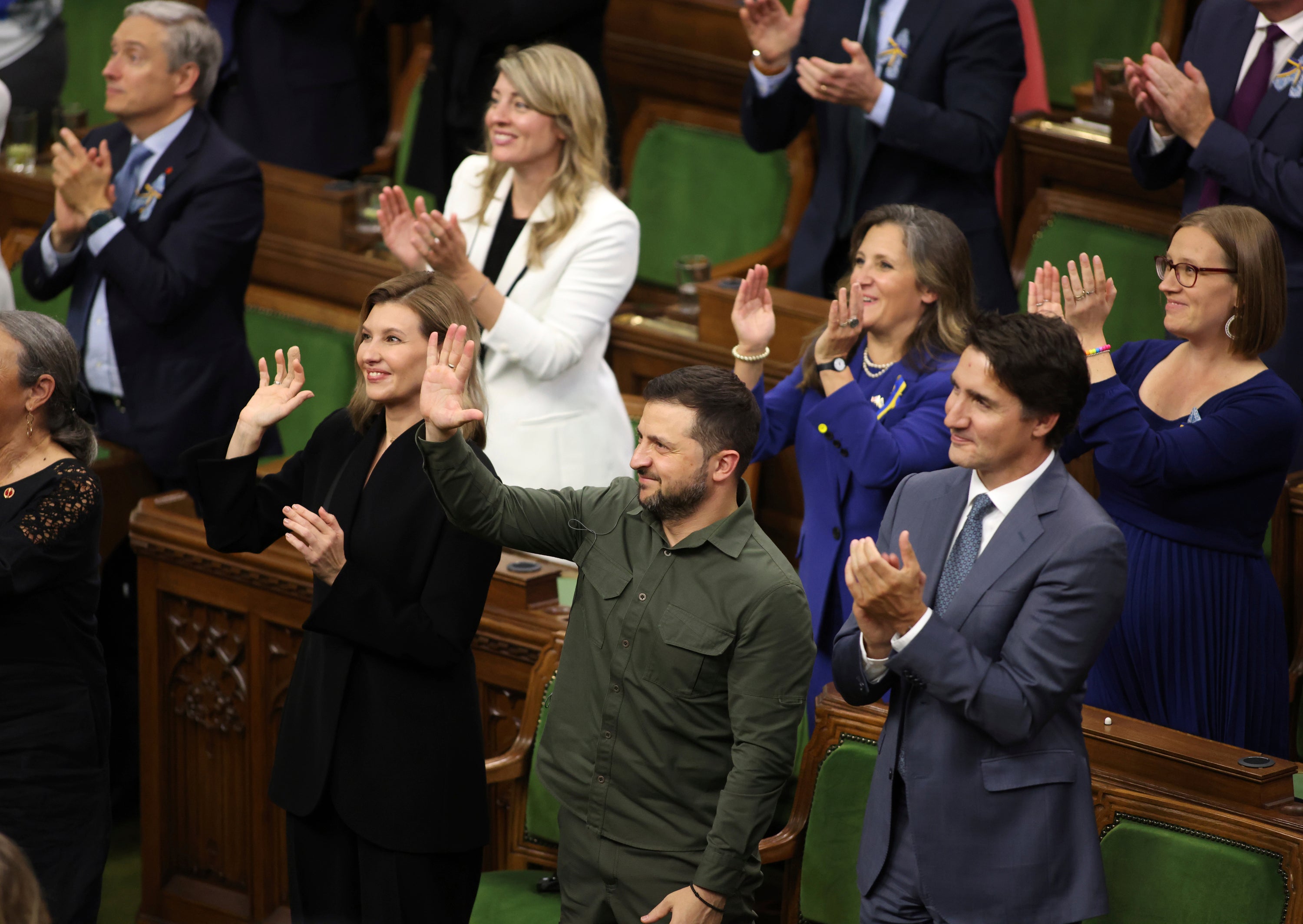 Ukrainian President Volodymyr Zelenskyy and Prime Minister Justin Trudeau recognize Yaroslav Hunka, who was in attendance in the House of Commons in Ottawa, Ontario, on 22 September