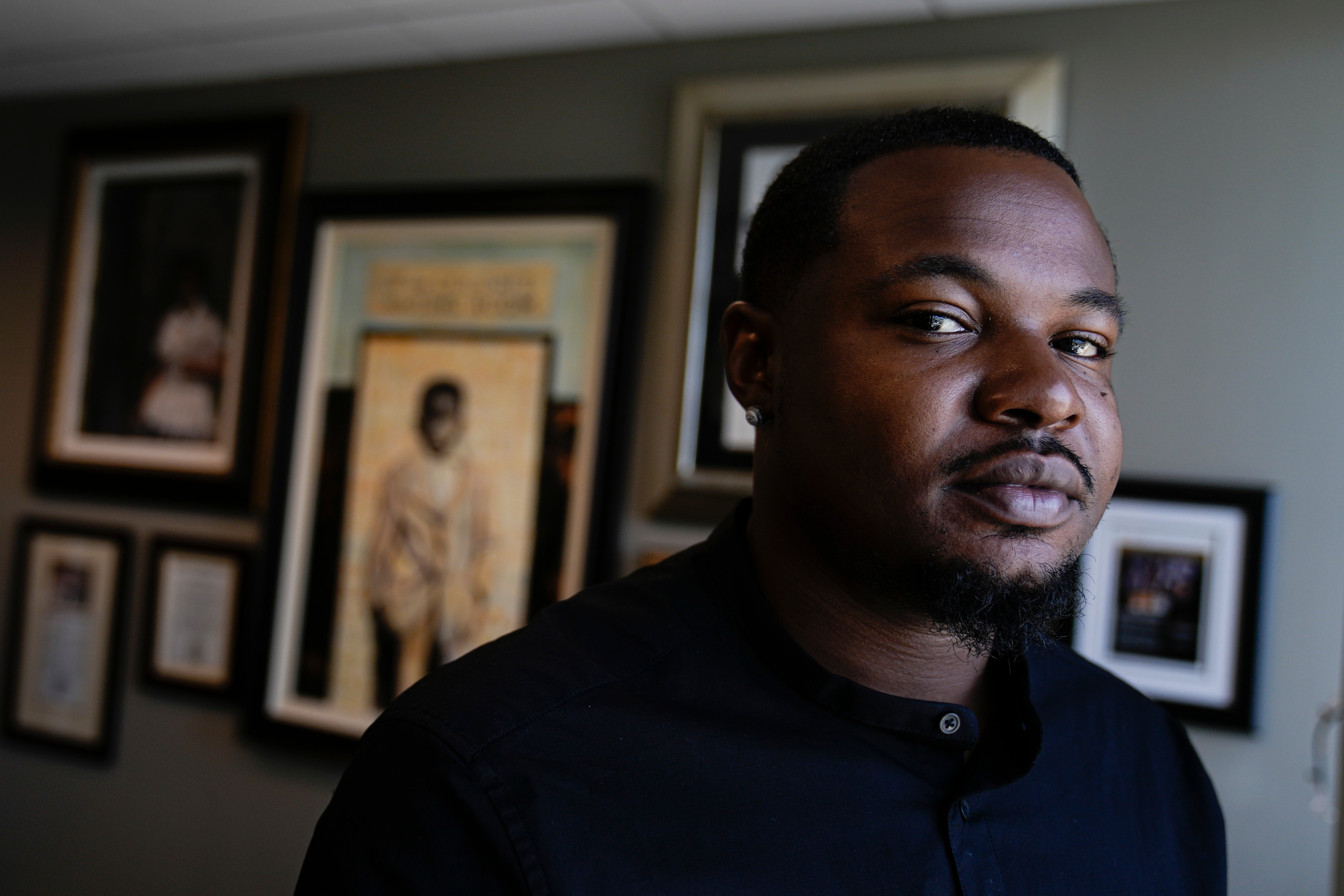 Randal Quran Reid poses for a portait at his attorney's office, Wednesday, Sept. 20, 2023, in Atlant