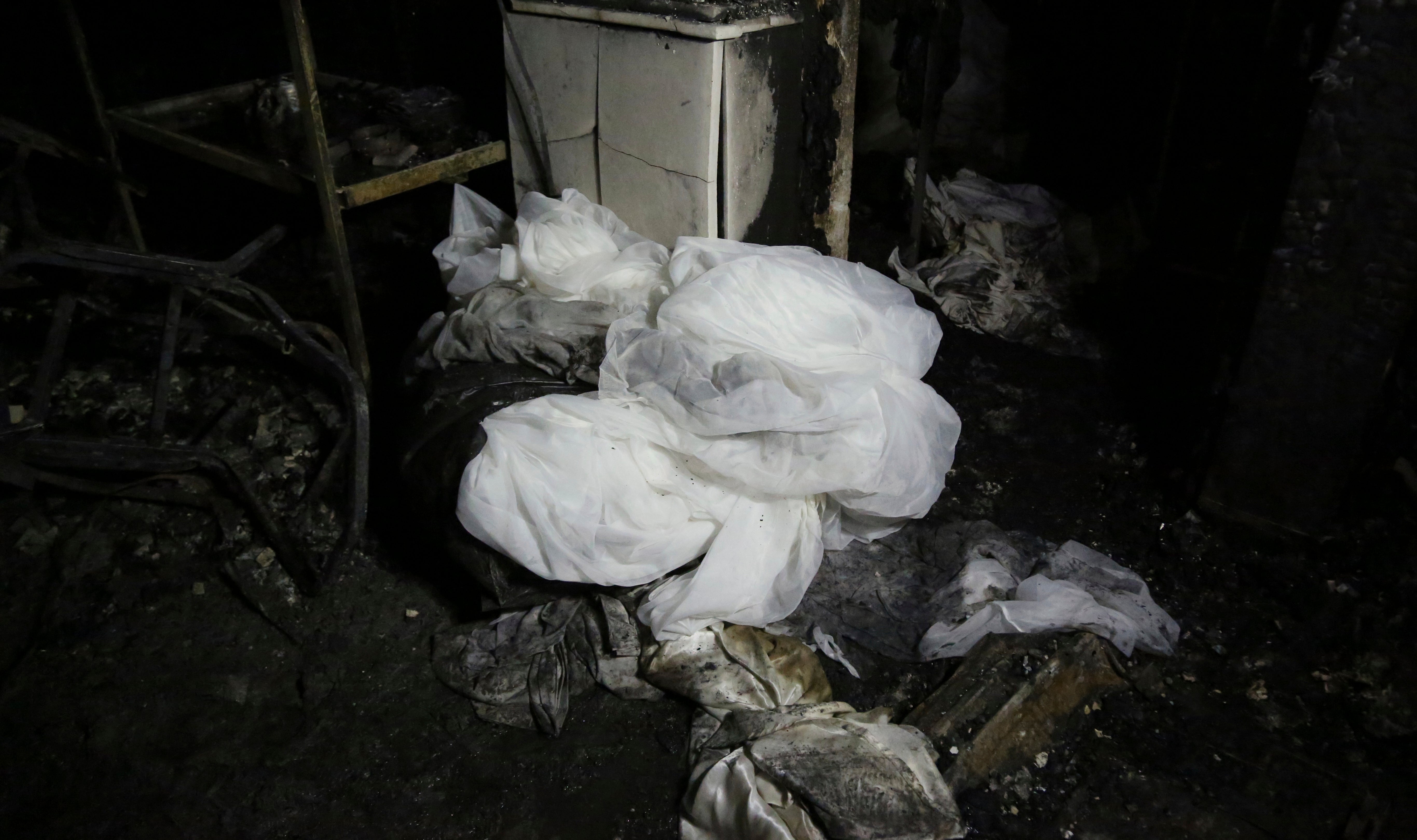 A view shows the aftermath of a fire that broke out during a wedding celebration, in the district of Hamdaniya in Mosul, Iraq, Wednesday, 27 September 2023