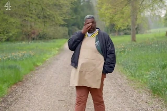 <p>Great British Bake Off star breaks down in tears as he’s first contestant eliminated from show</p>