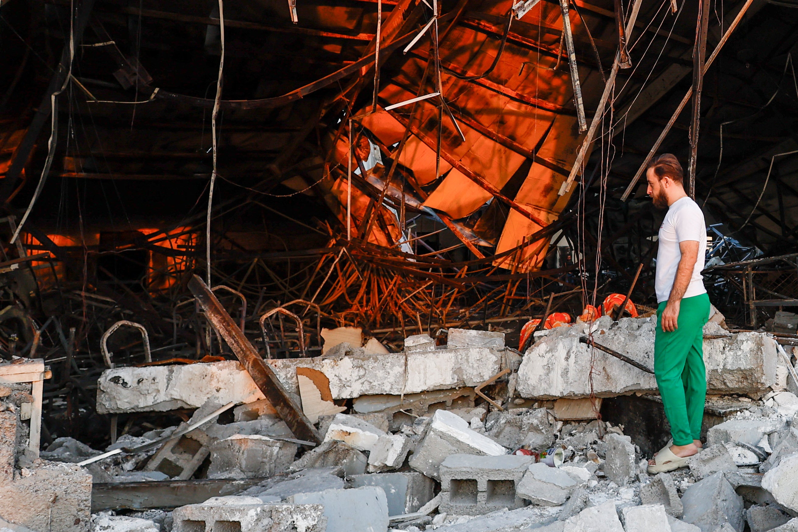 The wedding hall was reduced to charred metal and rubble