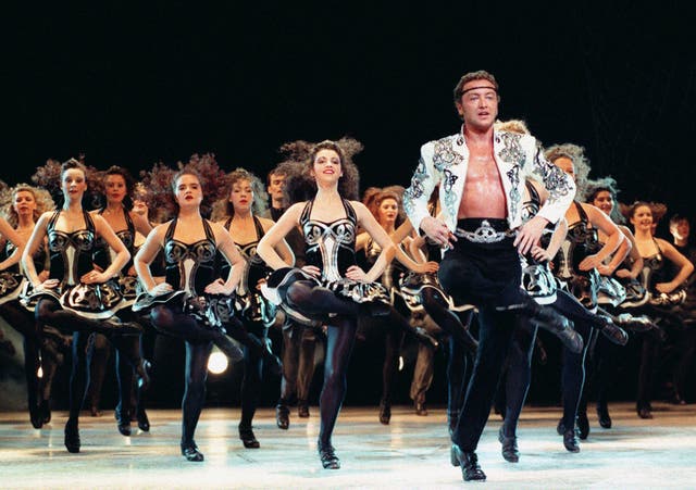 <p>Flatley on stage in 1996</p>