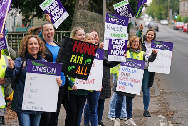 Unison members are taking three days of strike action at schools across Scotland (Jane Barlow/PA)