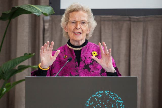 <p>Former President of Ireland, Mary Robinson, speaks at the launch of the Planetary Guardians initiative in New York during the city’s annual climate week on September 18, 2023 </p>