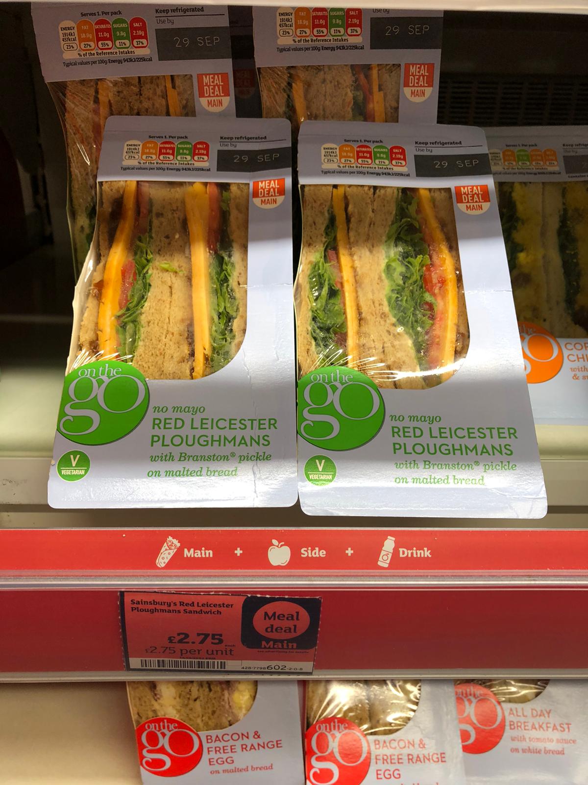 Sainsbury’s cheese ploughman’s costs ?2.75 or ?5 as part of a meal deal at its Moorgate branch