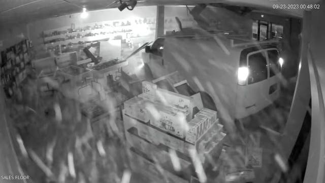 <p>CCTV captures van crashing into Lego store causing extensive damage.</p>