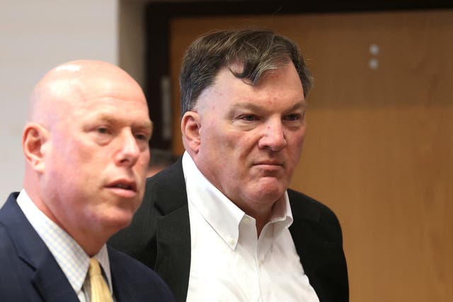 <p>Rex Heuermann appears with his lawyer Michael J. Brown, left, at Suffolk County Court in Riverhead</p>