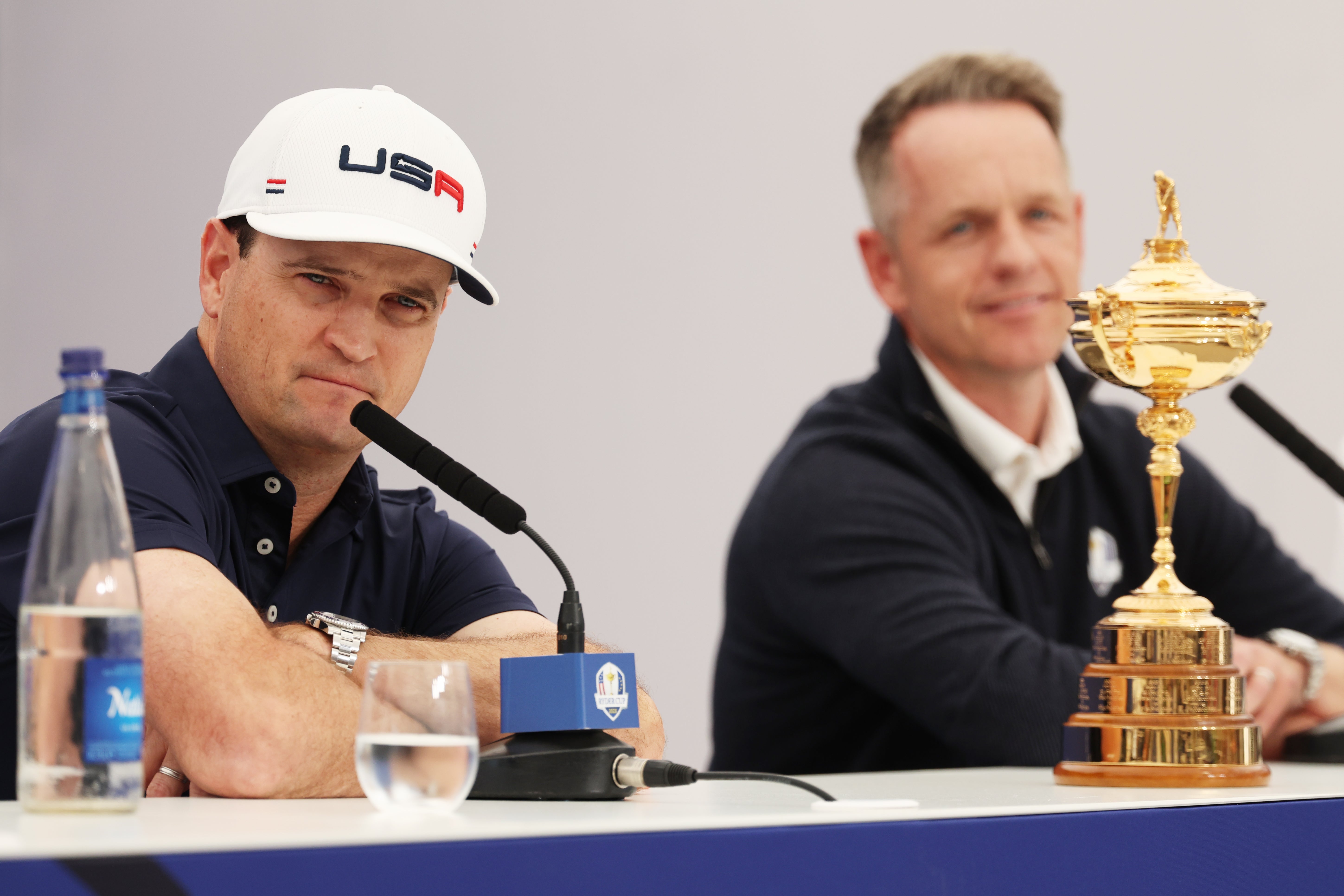 Zach Johnson and Luke Donald on media duties at Marco Simone