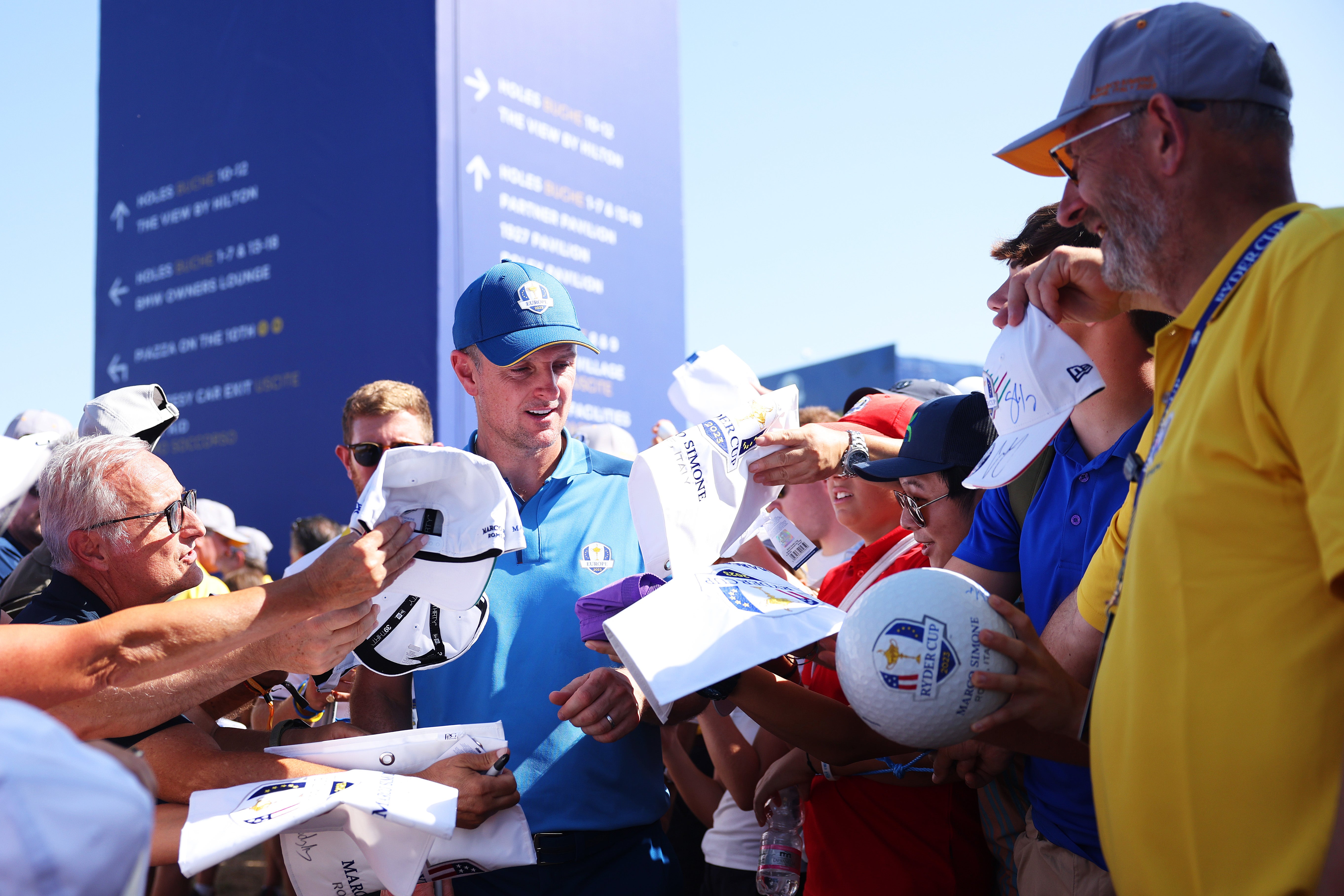 European fans swarm Justin Rose during practice on Wednesday