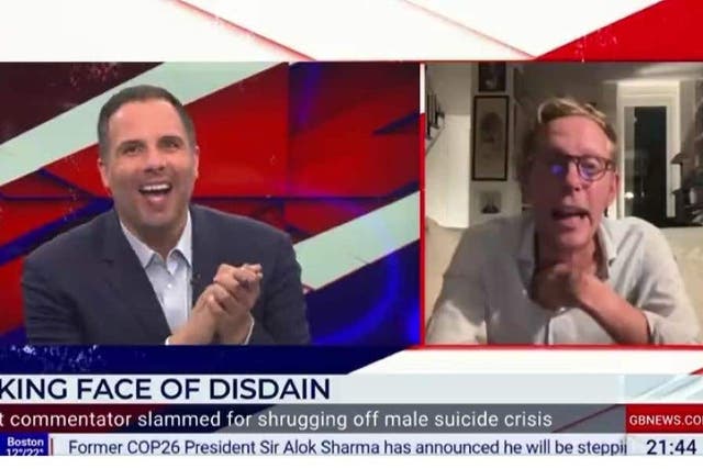 <p>Dan Wootton during an interview with Laurence Fox (right) on an episode of Dan Wootton Tonight (PA)</p>