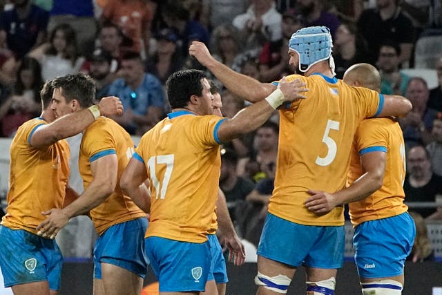 <p>Uruguay win their first World Cup match against Namibia</p>