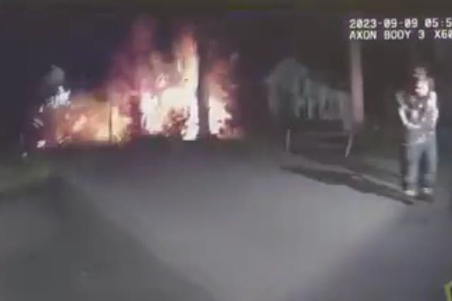 <p>Wild video shows house explosion after teen crashed stolen SUV</p>