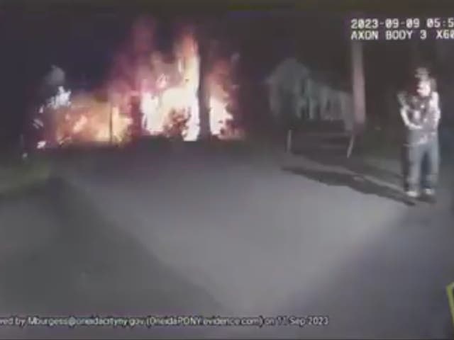 <p>Wild video shows house explosion after teen crashed stolen SUV</p>