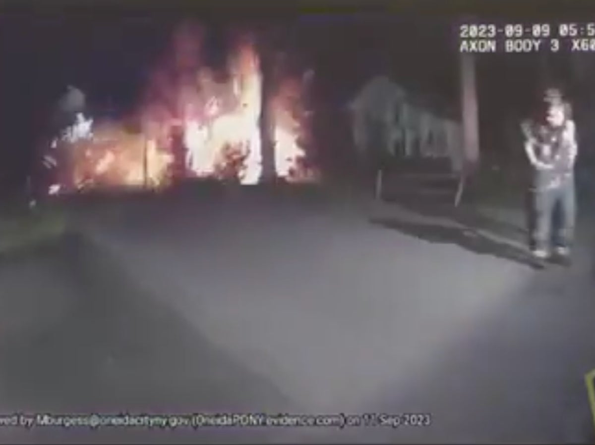 Police video shows house explosion after teenager crashes stolen SUV into US home