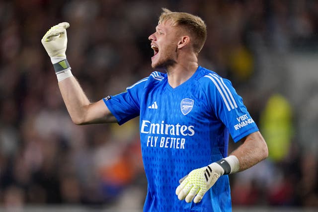 Aaron Ramsdale was back in goal for Arsenal against Brentford (John Walton/PA)