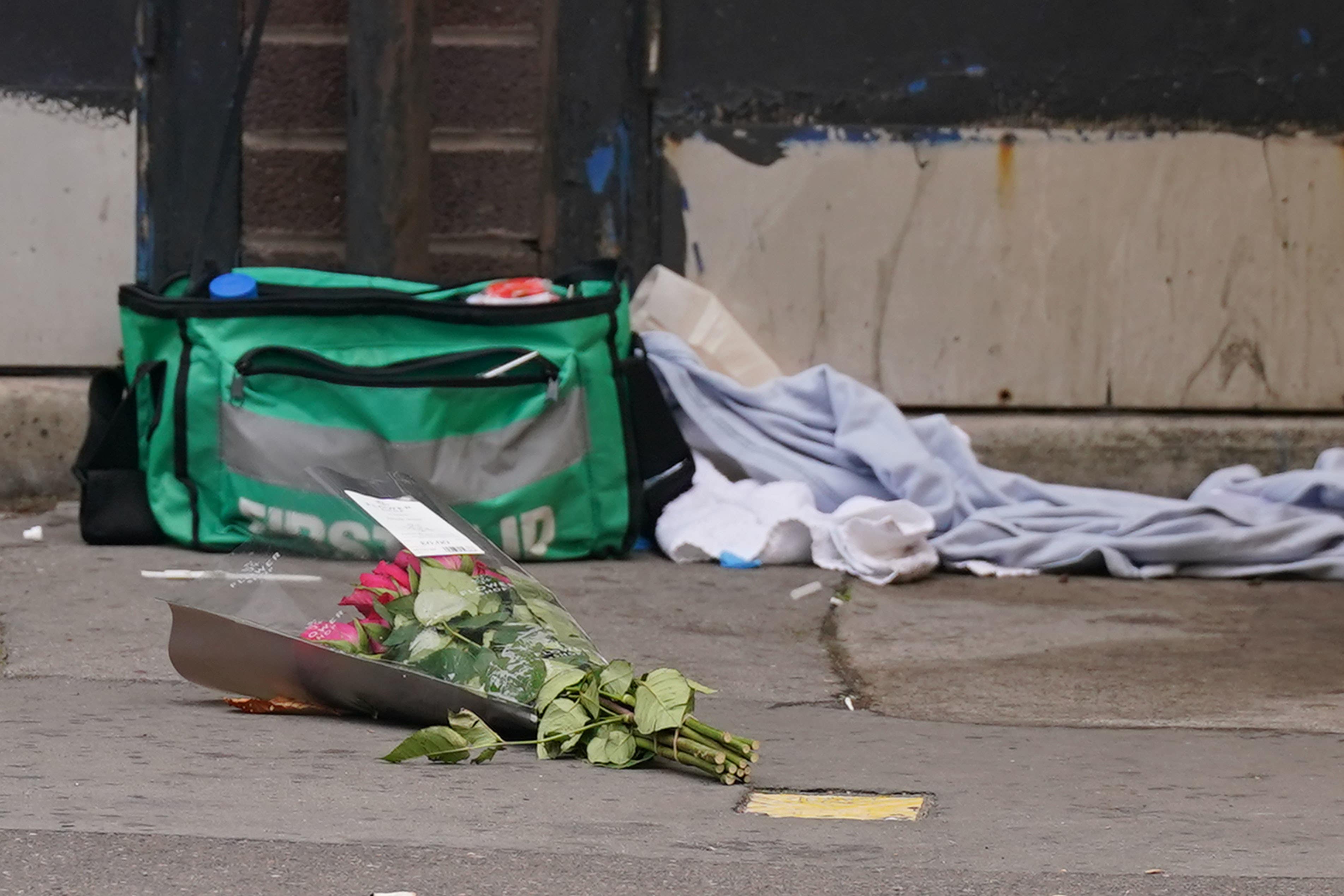 Flowers at the scene of the tragic killing in south London