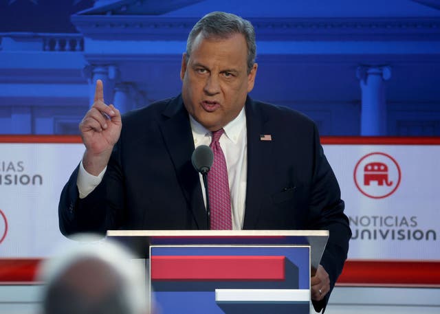 <p>Republican presidential candidate former New Jersey Gov. Chris Christie delivers remarks during the FOX Business Republican Primary Debate at the Ronald Reagan Presidential Library on September 27, 2023 in Simi Valley, California</p>