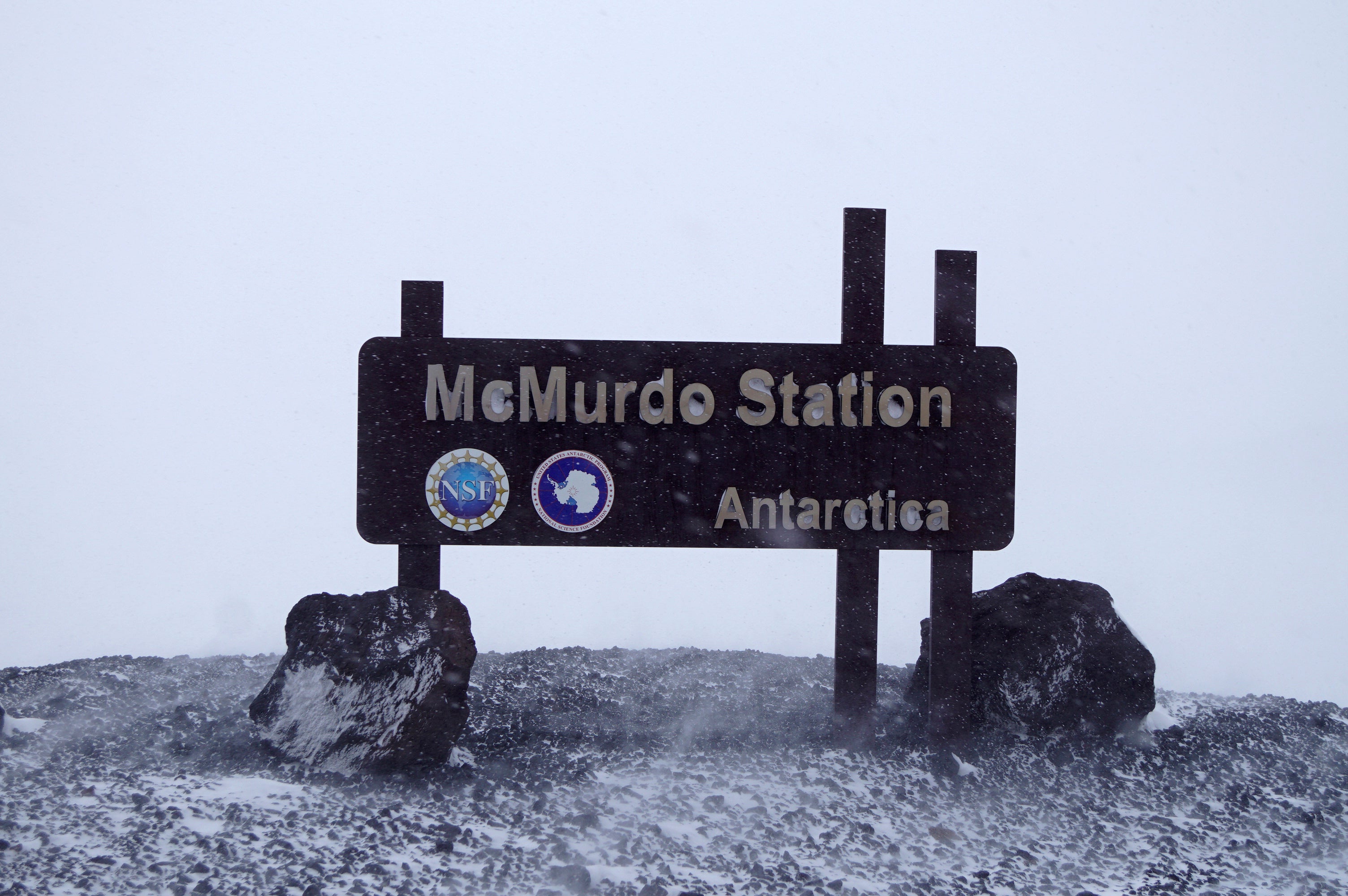 A sign is photographed at McMurdo Station