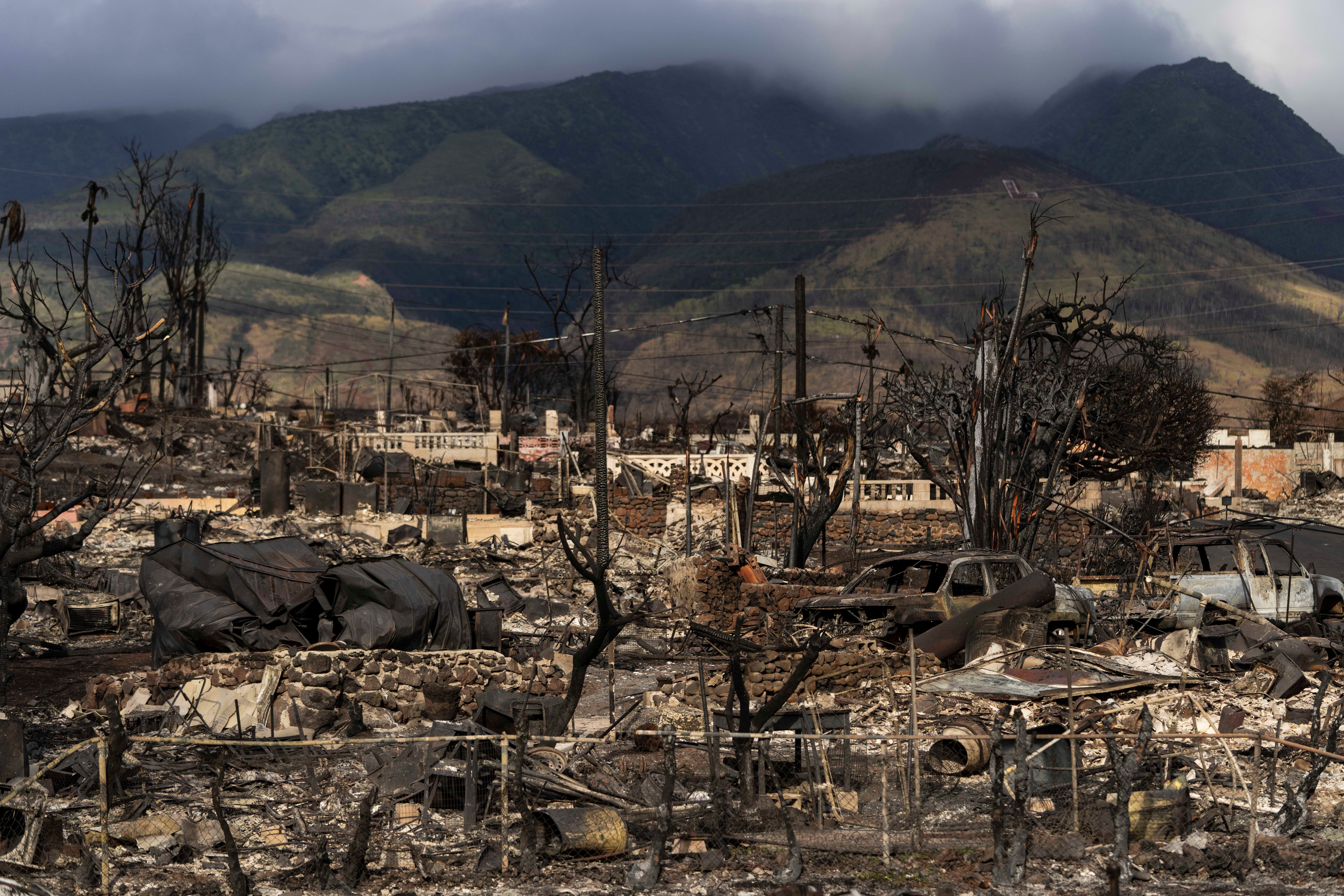 A general view shows the aftermath of a wildfire in Lahaina, Hawaii on Aug 21, 2023 – survivors of the fire could see compensation soon