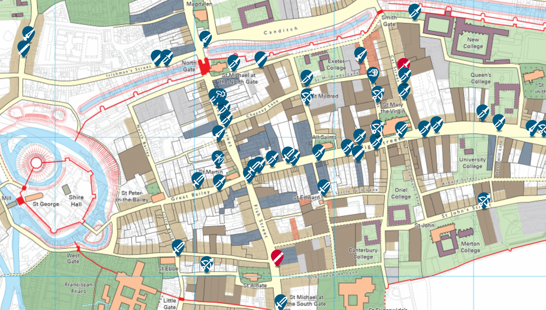 Oxford medieval murder map