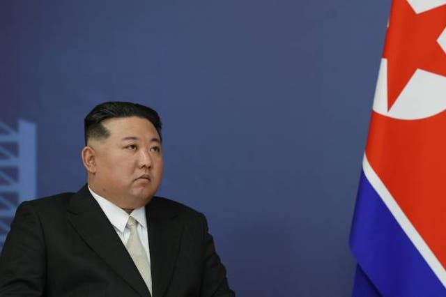 <p>North Korea’s leader Kim Jong Un during his meeting with the Russian president at the Vostochny Cosmodrome in Amur region on 13 September</p>
