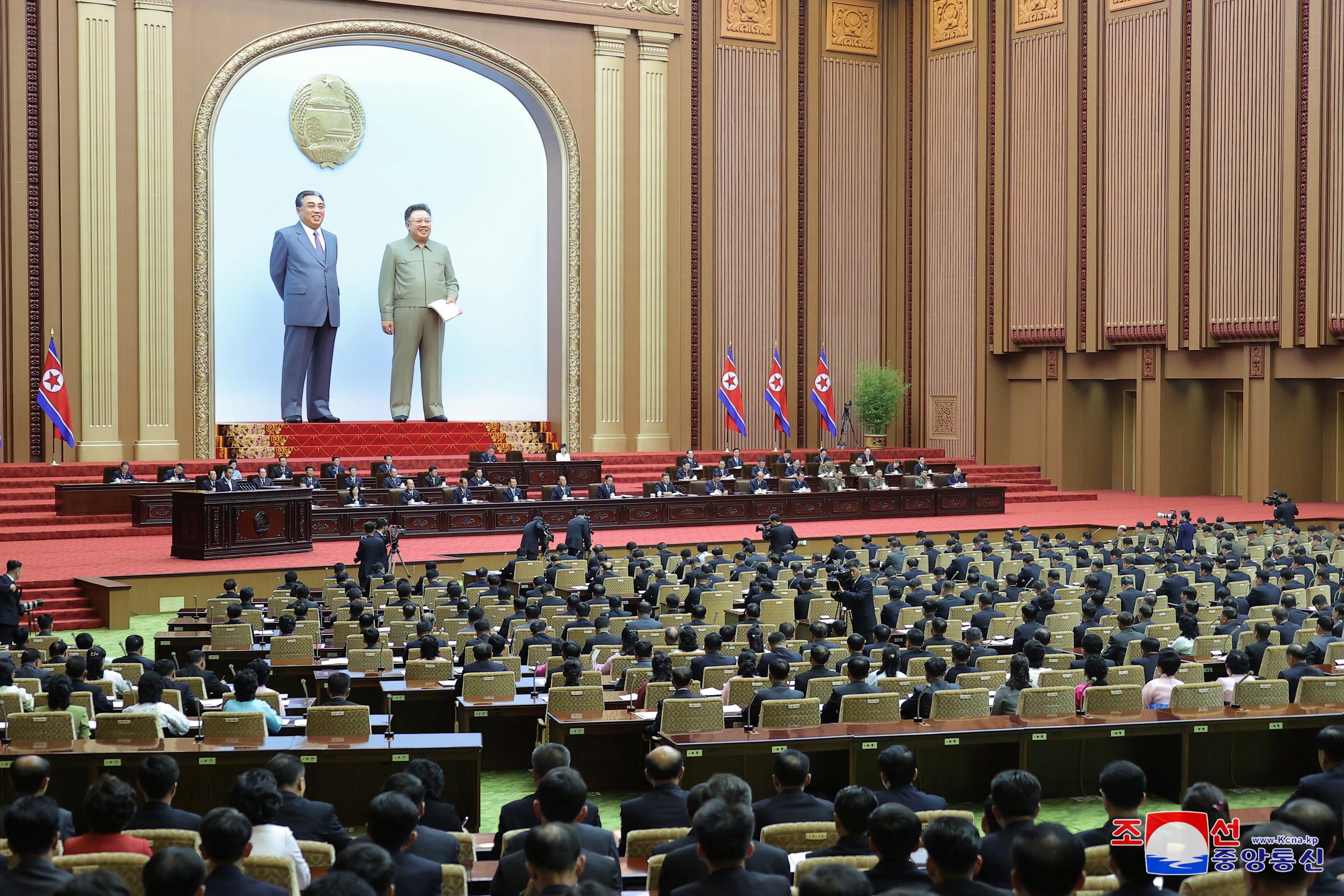 The 9th Session of the 14th Supreme People’s Assembly of the Democratic People’s Republic of Korea is held at the Mansudae Assembly Hall in Pyongyang in this undated photo received by Reuters on 28 September