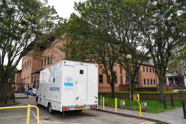 A custody van arrives at Derby Crown Court, where Carl Alesbrook is accused of murdering his partner’s son, Elijah Shemwell, in January 2022 (Jacob King/PA)