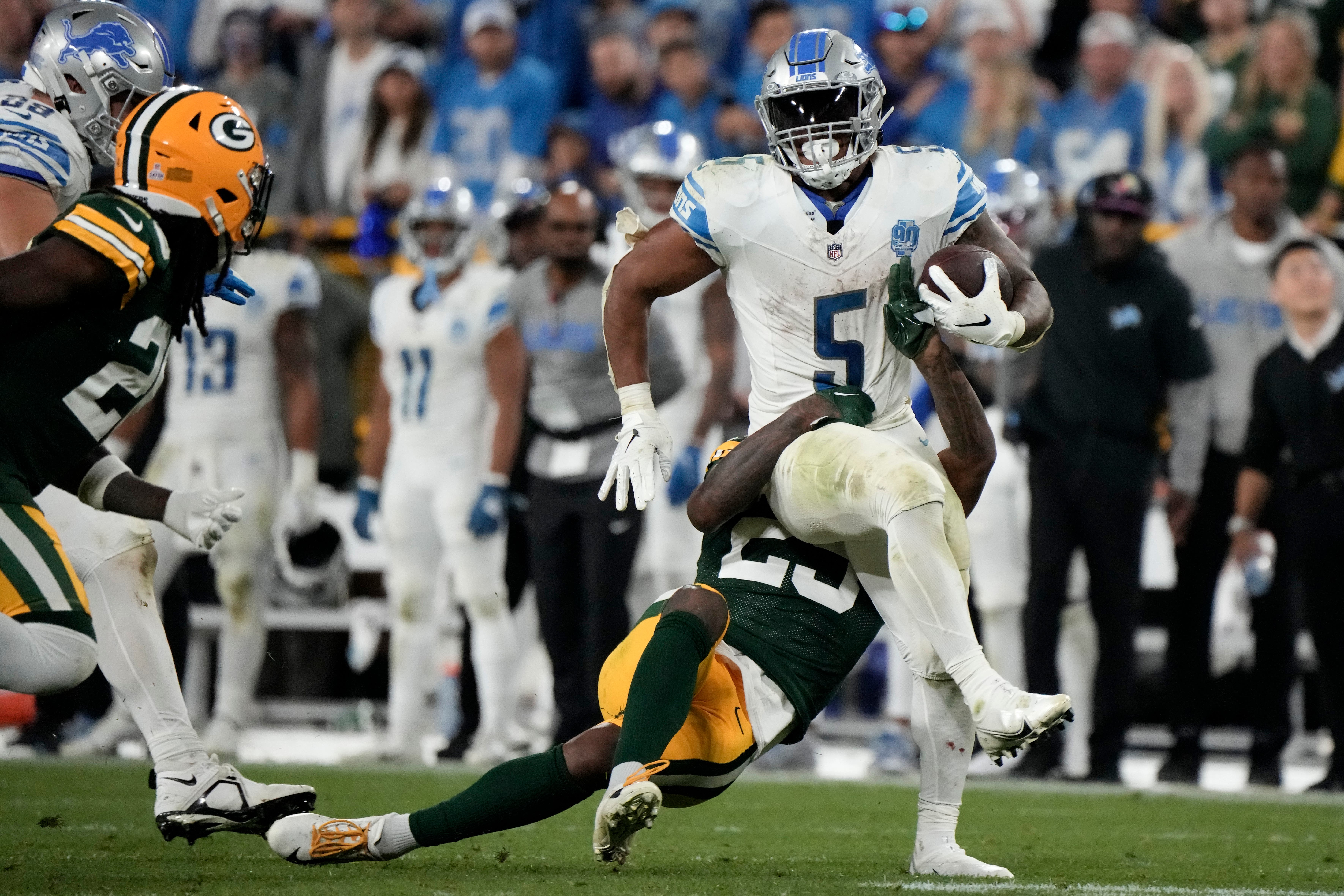 David Montgomery hat-trick lifts Detroit Lions over Green Bay Packers