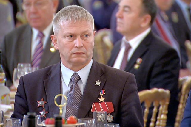 <p>Andrei Troshev, a senior Wagner commander, attends a Heroes of Fatherland Day reception at the Kremlin, in Moscow</p>