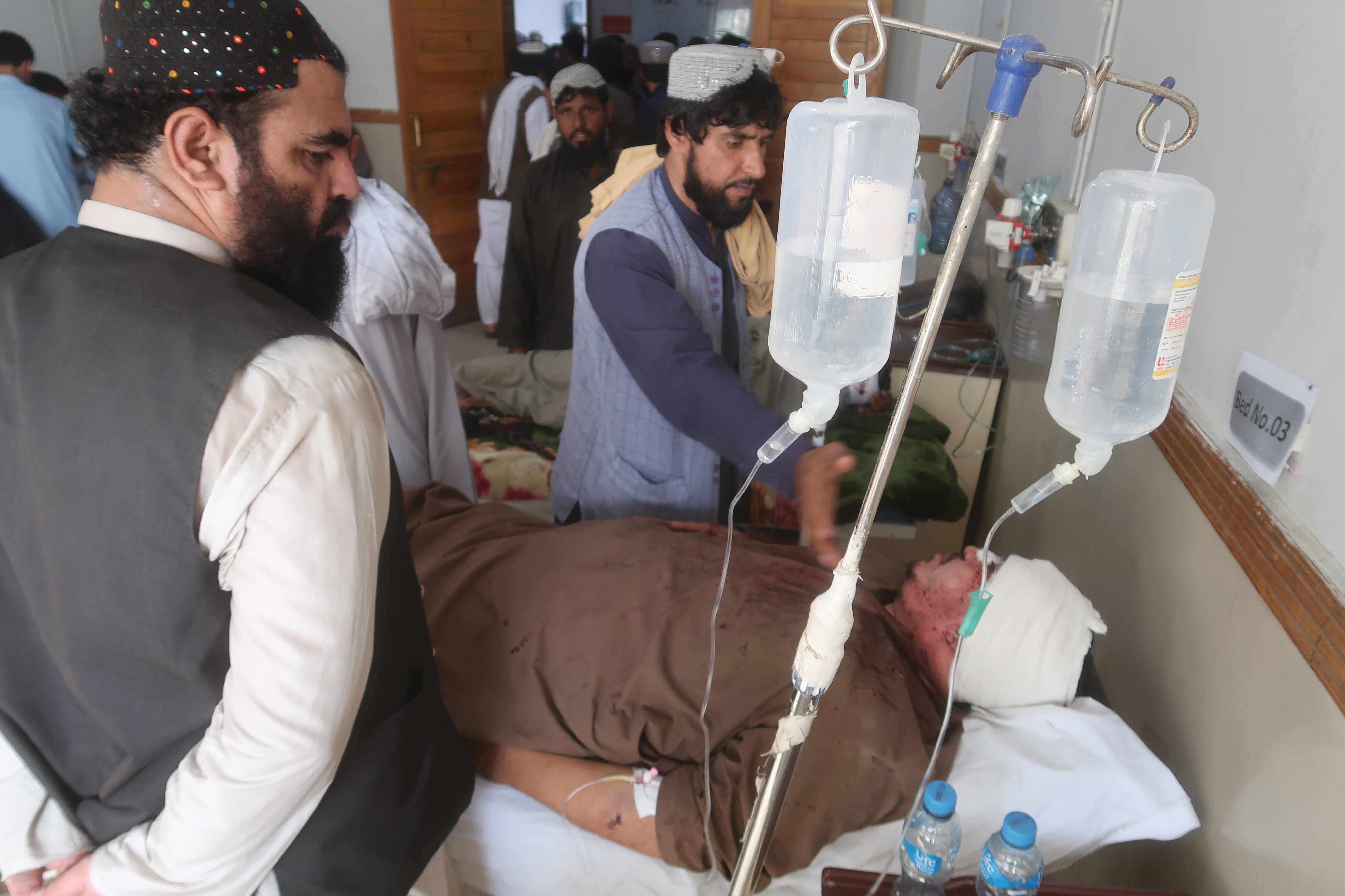 <p>An injured victim of the Mastung blast is treated at a hospital in Quetta</p>