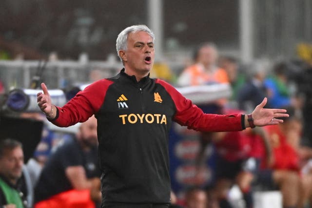 <p>Jose Mourinho enduring a poor start to the season as Roma manager</p>