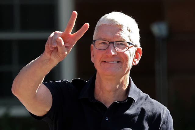 <p>Apple CEO Tim Cook, pictured at the Sun Valley Lodge in Idaho on 11 July, 2023, has grown his company to become the richest in the world in 2023 </p>