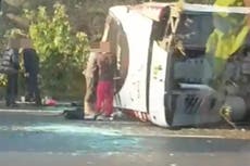 M53 bus crash updates - Woman fighting for life and multiple children hurt as grammar school coach flips